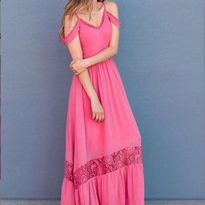 Wild Rose Shoulder-Cutout Maxi Dress by Joyfolie